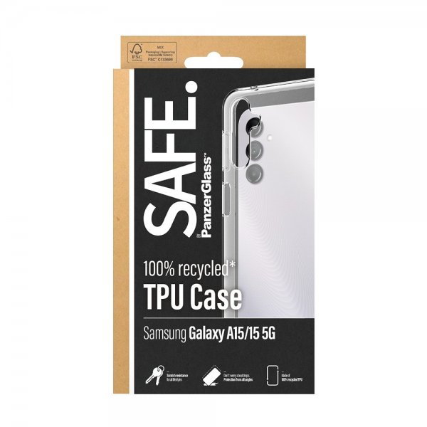 SAFE by PanzerGlass Samsung Galaxy A15 Kuori Pehmeä TPU-kotelo Läpinäkyvä