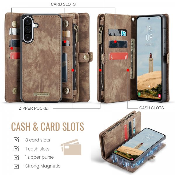 CaseMe Samsung Galaxy A17 Suojakotelo 008 Series Irrotettava Kuori Ruskea