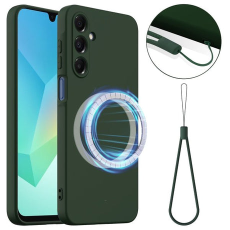 Samsung Galaxy A17 Strap Silicone MagSafe -suojakuori, tummanvihreä