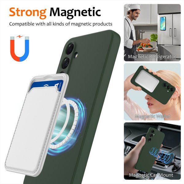 Samsung Galaxy A17 Strap Silicone MagSafe -suojakuori, tummanvihreä