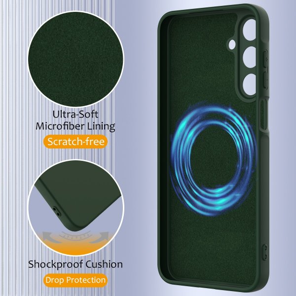 Samsung Galaxy A17 Strap Silicone MagSafe -suojakuori, tummanvihreä