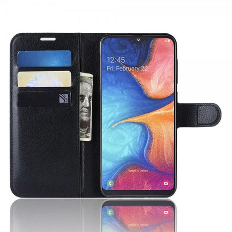 Samsung Galaxy A20E Kotelo Litsi Musta