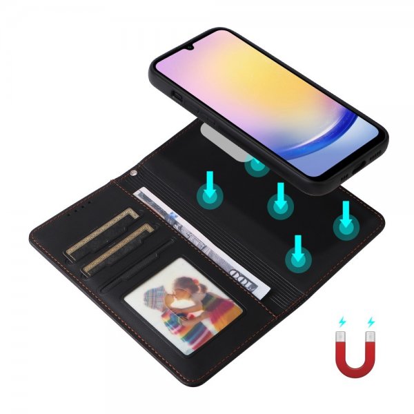 Betopnice Samsung Galaxy A25 -kotelo irrotettavalla kuorella 005 Musta