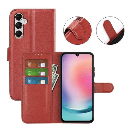 Samsung Galaxy A25 -kotelo jalustalla, ruskea