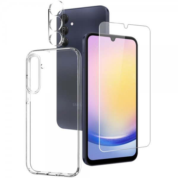 Northjo Samsung Galaxy A25 Kuori, jossa näytönsuoja ja kameransuoja, 3-in-1