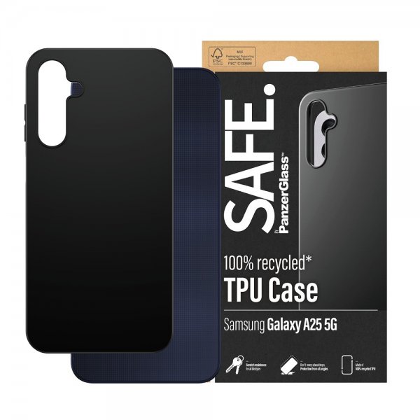 SAFE by PanzerGlass Samsung Galaxy A25 -suojakuori, pehmeä TPU-kuori, musta