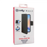 Celly Samsung Galaxy A34 5G Fodral Wally Wallet Case Musta