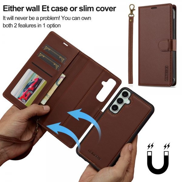 Lc.Imeeke Samsung Galaxy A35 -kotelo irrotettavalla kuorella, L2 Series MagSafe, Ruskea