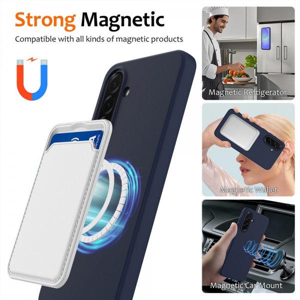 Samsung Galaxy A36/Galaxy A56 Kuori Strap Silikoni MagSafe Tummansininen