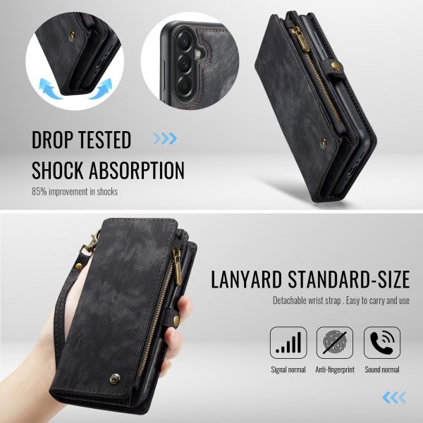 CaseMe Samsung Galaxy A37 -suojakotelo 008-sarjan irrotettava musta kuori
