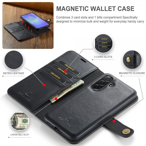 Dg.Ming Samsung Galaxy A37 -kotelo, jossa irrotettava kuori, musta