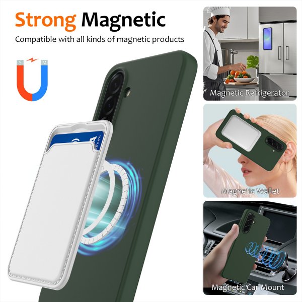 Samsung Galaxy A37 -kuori hihnalla, silikoni, MagSafe, vihreä