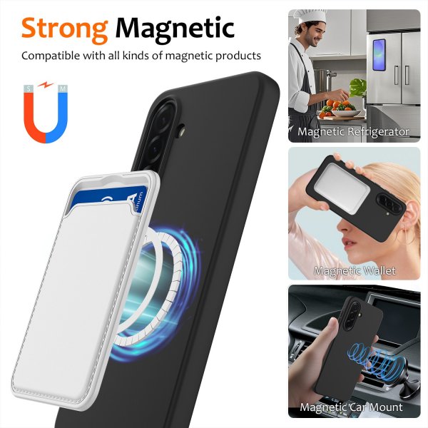 Samsung Galaxy A37 -kuori hihnalla, silikoni, MagSafe, musta