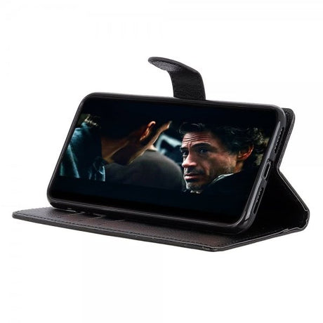 Samsung Galaxy A50 Litsi nahka kotelo, musta