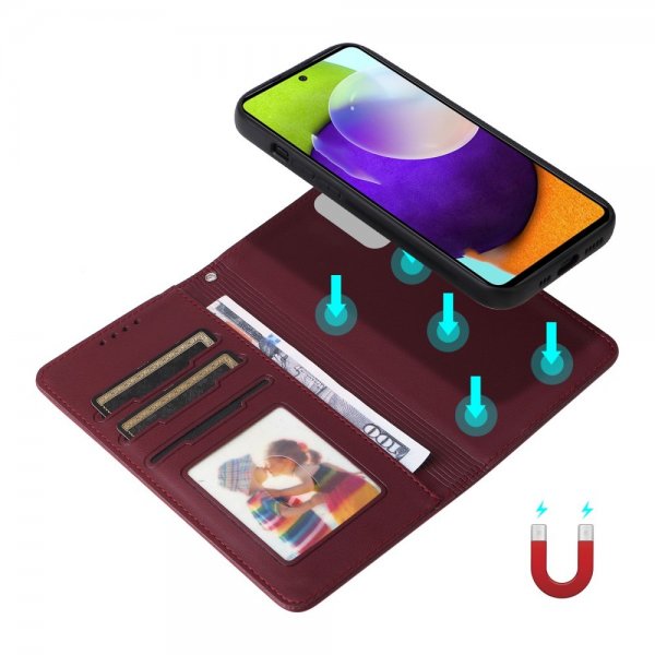 Betopnice Samsung Galaxy A52/A52s 5G -kotelo irrotettavalla kuorella 005 Punainen