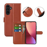 Samsung Galaxy A54 5G -kotelo jalustalla, ruskea