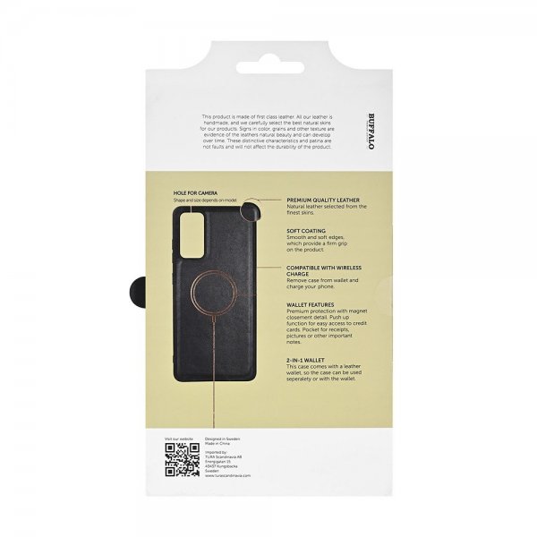 Buffalo Samsung Galaxy A57 Kotelo 2-in-1 Aitoa Nahkaa 3 Korttipaikkaa Musta