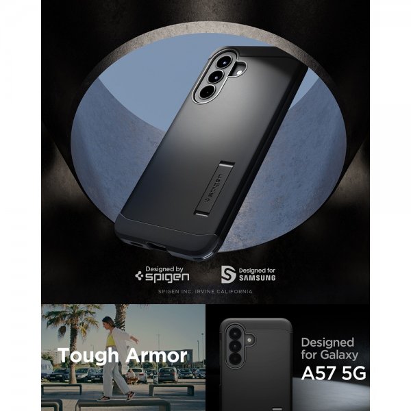 Spigen Samsung Galaxy A57 Tough Armor -kuori, musta