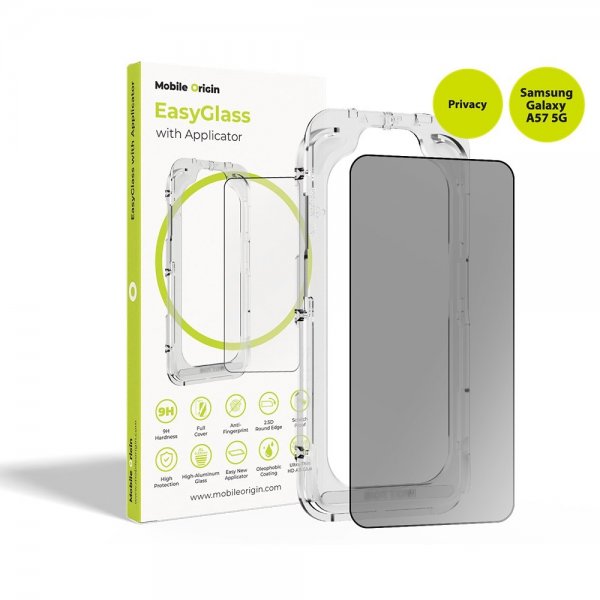 Mobile Origin Samsung Galaxy A57 -näytönsuoja EasyGlass Applicator Privacy