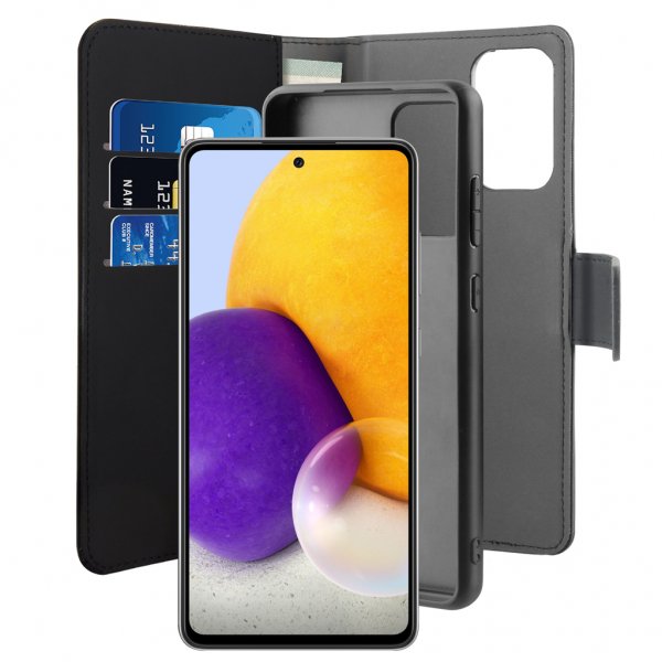 Puro Samsung Galaxy A72 Wallet Detachable 2 in 1 -irrotettava suojakotelo, musta