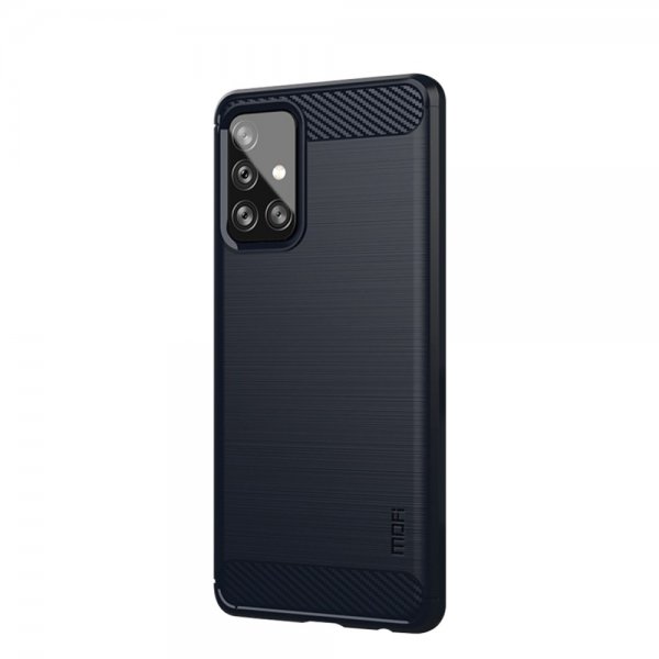 Mofi Samsung Galaxy A72 -kuori, harjattu hiilikuitukuvio, sininen
