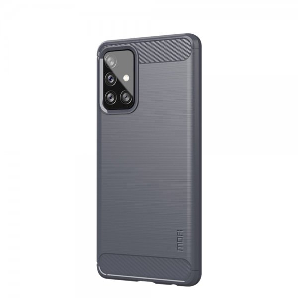 Mofi Samsung Galaxy A72 -kuori, harjattu hiilikuitukuvio, harmaa