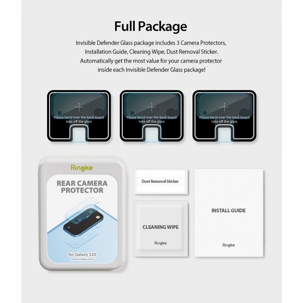 Ringke Samsung Galaxy S20 Kameran suojalasi 3 kpl pakkaus