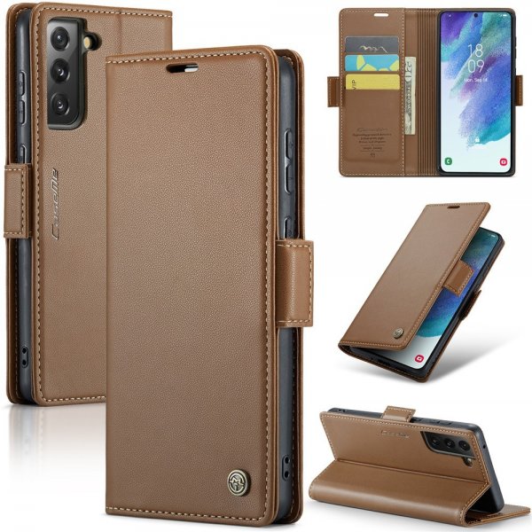 CaseMe Samsung Galaxy S21 FE Kotelo 023 Series Ruskea
