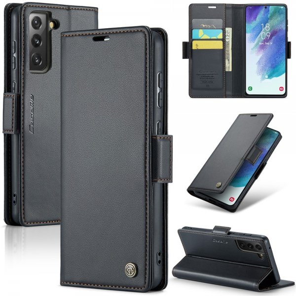 CaseMe Samsung Galaxy S21 FE Kotelo 023 Series Musta