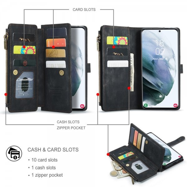CaseMe Samsung Galaxy S21 FE -kotelo C30 Series Musta
