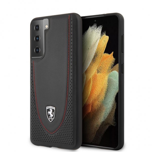 Ferrari Samsung Galaxy S21 -suojakuori logolla, rei'itetty, musta