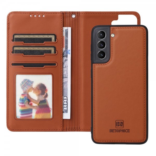 Betopnice Samsung Galaxy S21 Kotelo irrotettavalla kuorella 005 Ruskea