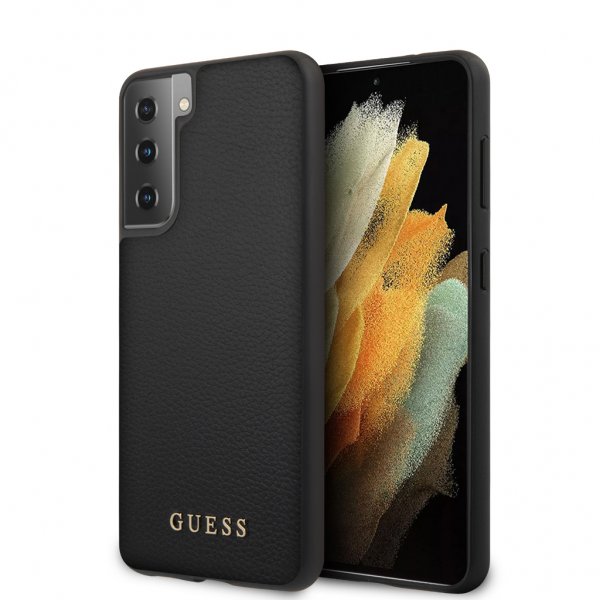 Guess Samsung Galaxy S21 Plus Kuori Nahkatekstuuri Musta