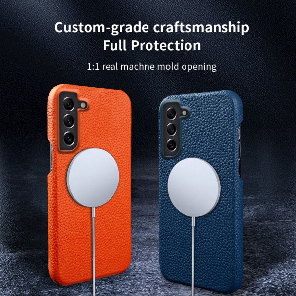 Samsung Galaxy S21 Kuori Aito Nahka MagSafe Mintunvihreä
