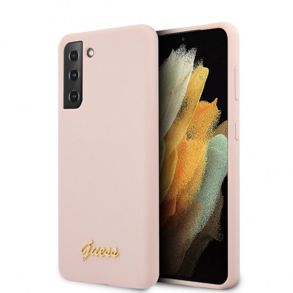 Guess Samsung Galaxy S21 Kuoret Metal Logo Roosa