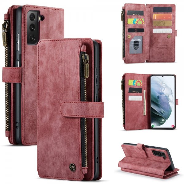 CaseMe Samsung Galaxy S22 -lompakkokotelo C30 Series Punainen