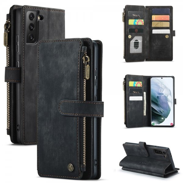 CaseMe Samsung Galaxy S22 -lompakkokotelo C30 Series Musta