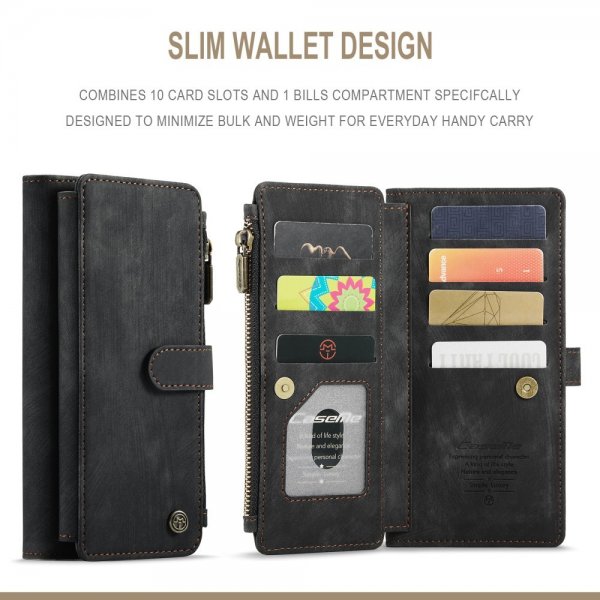 CaseMe Samsung Galaxy S22 -lompakkokotelo C30 Series Musta
