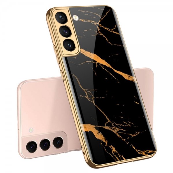 GKK Samsung Galaxy S22 Plus Suojakuori Marmorikuvio Musta