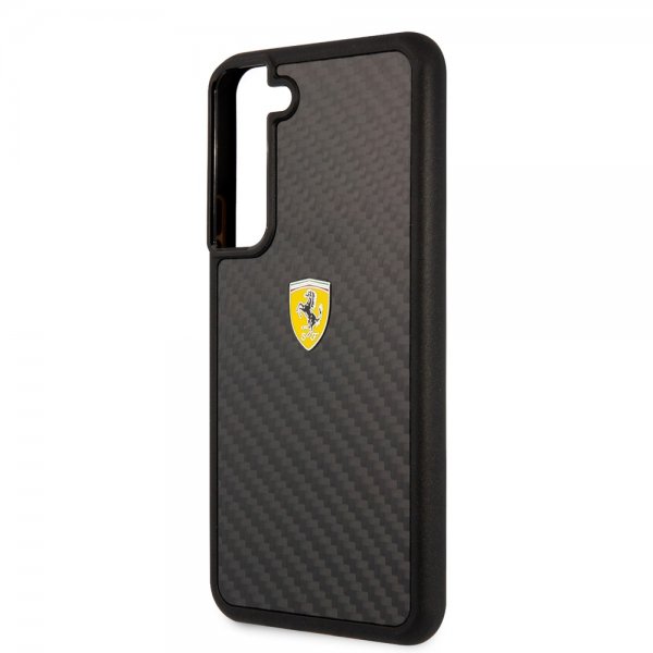 Ferrari Samsung Galaxy S22 Plus Kuori Real Carbon Metal Logo Musta