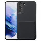Samsung Galaxy S22 Plus Silikonisuojakuori Korttipaikalla Musta