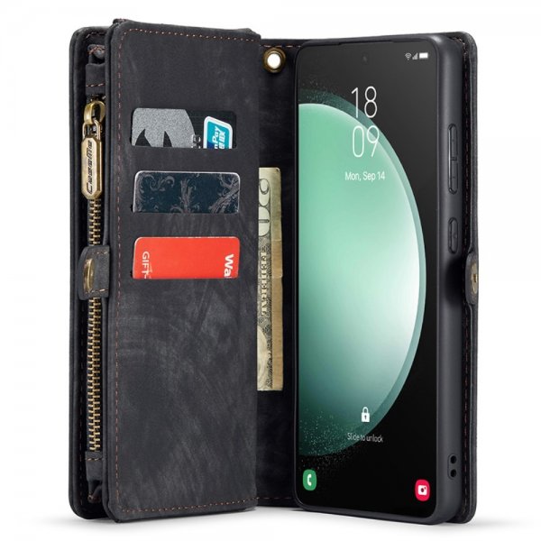 CaseMe Samsung Galaxy S23 FE -kotelo 008-sarjan irrotettava kuori, musta