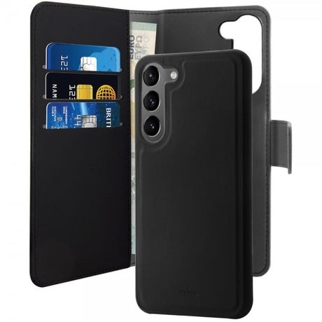 Puro Samsung Galaxy S23 Suojakotelo Wallet Detachable 2 in 1 Musta