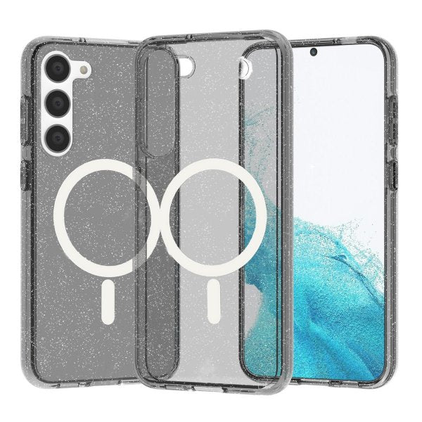 Samsung Galaxy S23 Plus Kuori Glitter MagSafe Musta