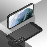 Samsung Galaxy S23 Plus -kuori, harjattu hiilikuitukuvio, musta