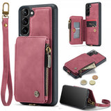 CaseMe Samsung Galaxy S23 Plus -suojakotelo C20, korttipaikat, vetoketju, punainen