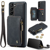 CaseMe Samsung Galaxy S23 Plus -suojakotelo, C20, korttipaikka, vetoketju, musta