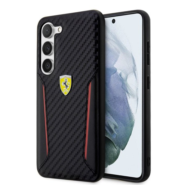 Ferrari Samsung Galaxy S23 Plus Suojakuori Carbon & Stripe, musta