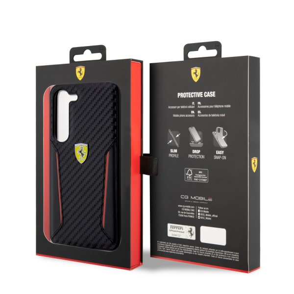 Ferrari Samsung Galaxy S23 Plus Suojakuori Carbon & Stripe, musta