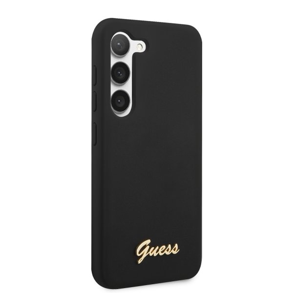 Guess Samsung Galaxy S23 Plus Kuori Liquid Silicone Metal Logo Musta